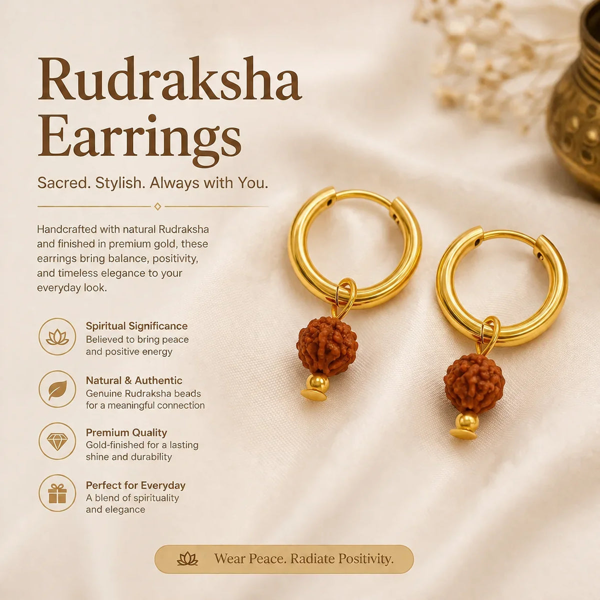 Mahadev Rudraksha Earrings