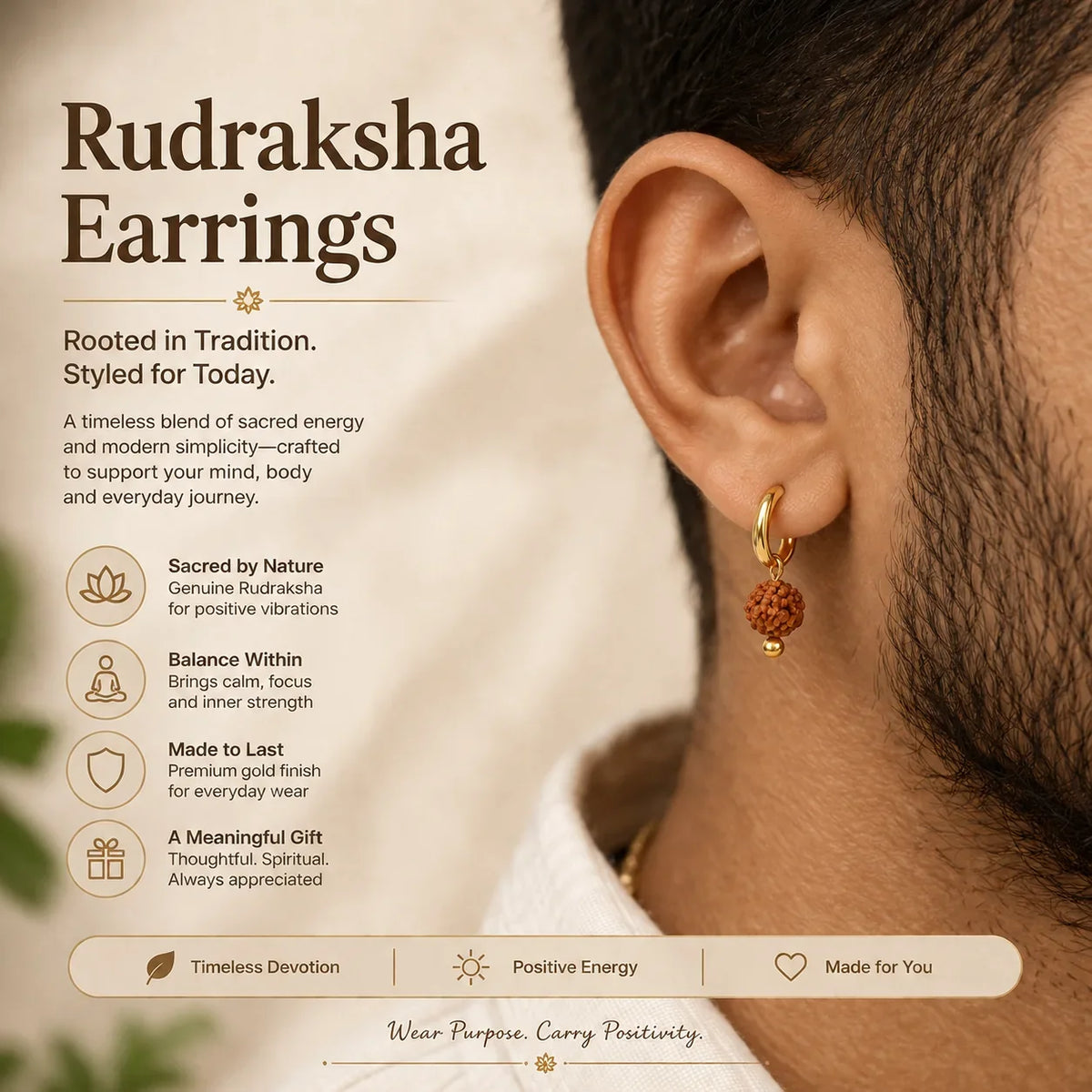 Mahadev Rudraksha Earrings